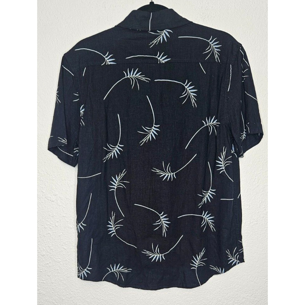 Magaschoni Man Shirt Mens Small Navy Linen Palm Print Short Sleeve Button Up Nwt - Picture 4 of 9